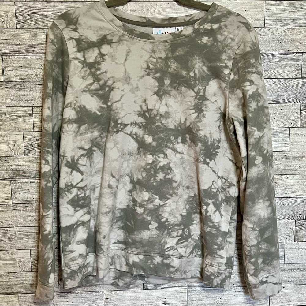 Dia & Co‎ Green/Gray Hand-Dyed Oversized Sweatshirt Women's Small Soft Stretch